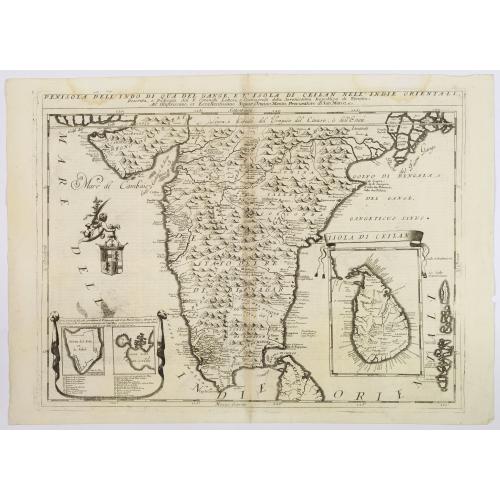 Old map image download for Penisola Dell' Indo di qua del Gange e L'Isola di Ceilan nell' Indie Orientale. . .