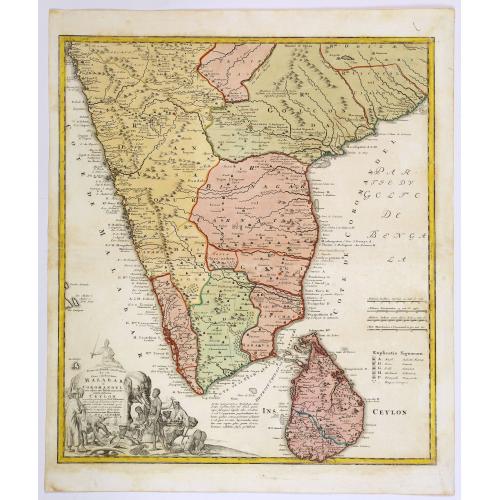 Old map image download for Peninsula Indiae Malabar Coromandel Ceylon.