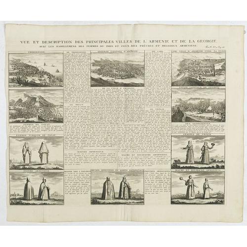 Old map image download for Vue et description des principales villes de l'Armenie et de la Georgie avec les habillements des femmes du pays, et ceux des prêtres et religieux armeniens. . .Tom: V N° 11 Pag: 28