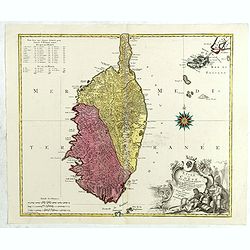 L'isle de Corse avec les différents districts, appartenante à la République de gênes . . .