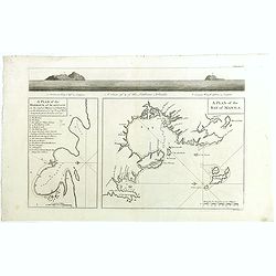 A plan of the Bay of MANILA. A plan of the harbour of Acapulco. A view of 2 of the Ladrone Islands.