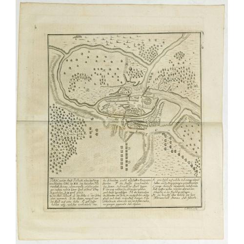 Old map image download for Plan von der Stadt Pullusk alwo der Konig von Sweden Carl XII den Saxischen Feldmarschall Steinau. . .