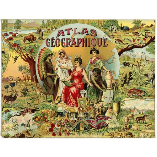 Old map image download for Atlas Geographique. (Cover of a Puzzle).