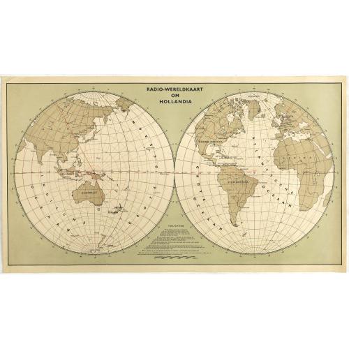 Old map image download for Radio Wereld Kaart om Hollandia.