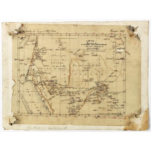 Old map image download for Carte d'unne partie de l'Arabie Septentrionale Pour suivre les Voyages de Mr. G.A. Vallin. . .