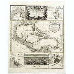 Mappa Geographica Complectens I. Indiae Occidentalis Partem Mediam Circum Isthmum Panamensem. . . [With insets of St. Augstine, Florida, Mexico City, Panama, etc.]