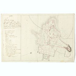 Plan de Gingy, ville et forteresse d'Asie . . . [An Early Manuscript Map of Pondicherry Prior To Its Reconstruction After The Seven Years War.]