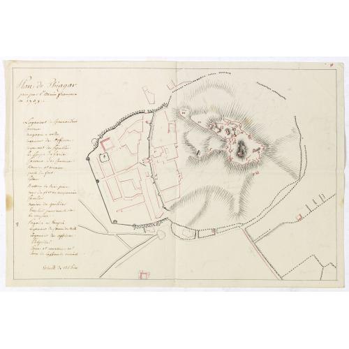 Old map image download for Plan de Thiagar, prise par l'arméé française en 1759.
