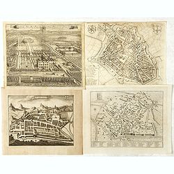 [Set of 4 plans] Ichonographia urbis antique Ravenne / Sunbridge Place, Bore Place and Sharps Place, the seats of John Hyde / Icon urbis Caesenae / Lilla in Flandra.