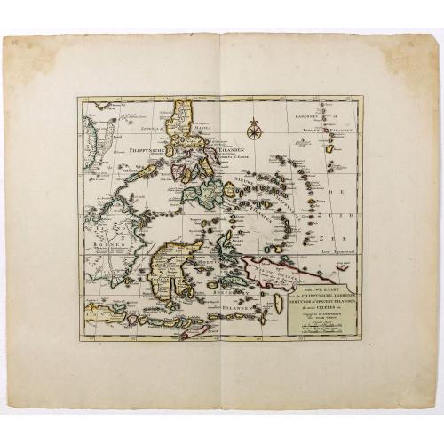 Old map image download for Nieuwe kaart van de Filippynsche, Ladrones, Moluccos of Specery Eilanden als mede Celebes etc.