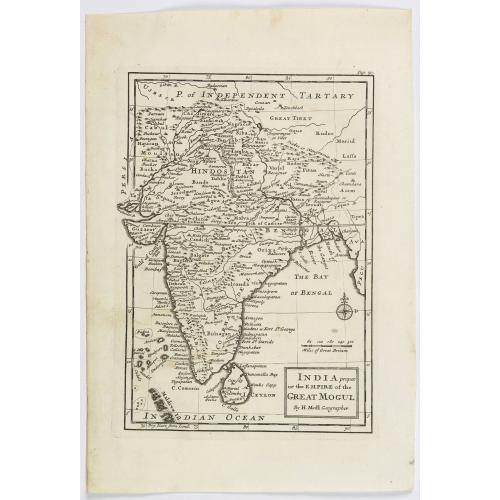 Old map image download for India proper, Or the Empire of the Great Mogul.