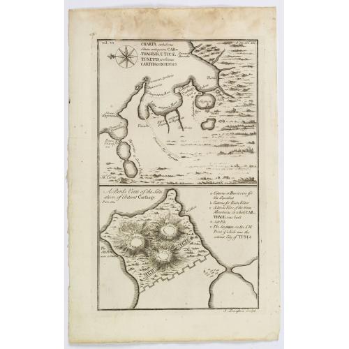 Old map image download for Charta exhibens Situm antiquum Carthaginis, Uticae. . . / A Bird's View of the Situation of Antient Carthage.