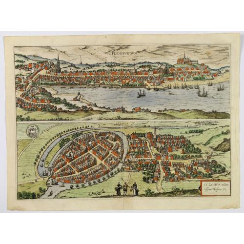 Old map image download for Flensburg and Itzehoe.