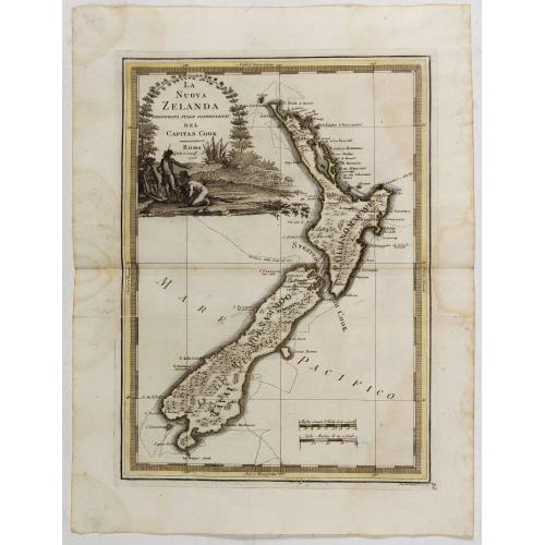 Old map image download for La nuova Zelanda delineate sulle ultima osservazioni del Capitan Cook.