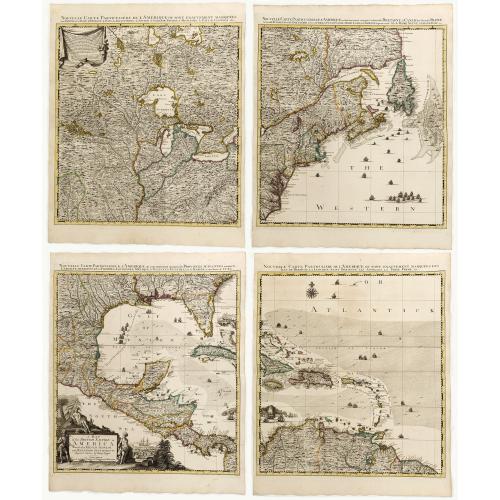 Old map image download for A Map of the British Empire in AMERICA with the French, Spanish and Hollandish Settlements Adjacent Thereto. by Henry Popple. / Nouvelle Carte Particuliere de L'Amerique . . .