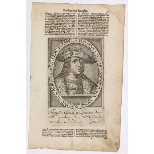 Old map image download for Philippus I. D. G. Hispaniarum Rex. Archid. Austriae Dux Burgund. Bra. Com. Fland. Etc. / Alfonsus V. D. G. Portugaliae Algarbiae etc. Rex. Duo- Decimus.