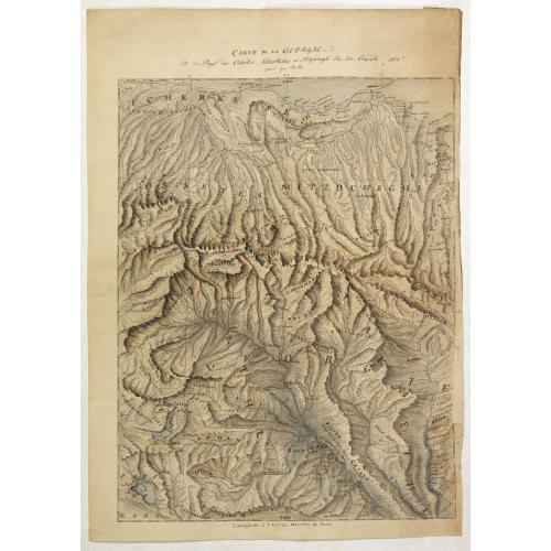 Old map image download for Carte de la Georgie et du Pays des Ossetes, Tcherkesses et Mitzdcheghi, Par Jules Klaproth (1823).