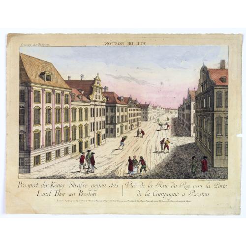 Old map image download for Vue de la Rue du Roi, vers la Porte de la Campagne a Boston.