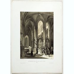 INTERIEUR DE L'EGLISE SAINT OUEN A ROUEN. Dessiné d'après nature par Chapuy. Lith. Par Arnout. Fig par Bayot.