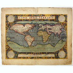 Set of world & four continents in stunning original colors.