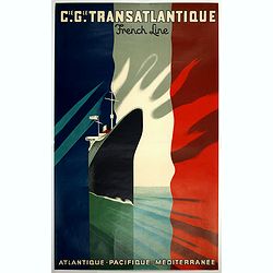 Cie GLE Transatlantic French Line. Atlantique, Pacific, Méditerranée.