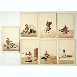 [7 Indian Patna water colors of crafts.]