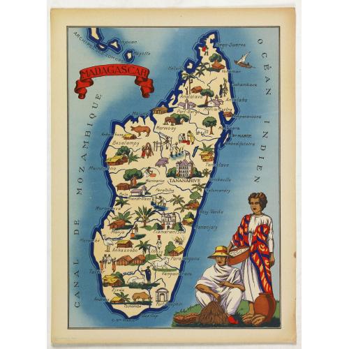 Old map image download for Madagascar.