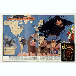 [Magazine including pictorial world map, Carriers of the New Black Plague by William Cotton.]