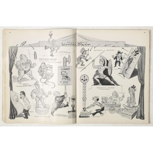 Rare, antique map of  [Magazine including pictorial world map, Carriers of the New Black Plague by William Cotton.]