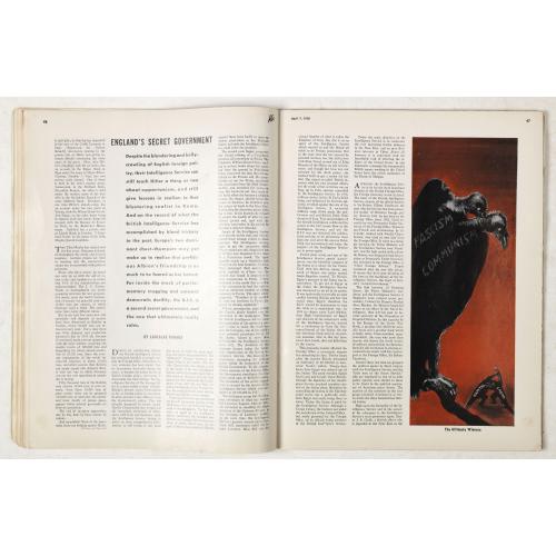 Rare, antique map of  [Magazine including pictorial world map, Carriers of the New Black Plague by William Cotton.]