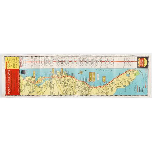 Rare, antique map of New York - Miami Ocean Highway. Pines to Palms. - Ocean Highway Official Highway Route Approved and Sponsored by the Ocean Highway Association.