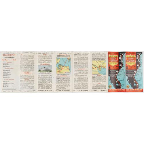 Rare, antique map of New York - Miami Ocean Highway. Pines to Palms. - Ocean Highway Official Highway Route Approved and Sponsored by the Ocean Highway Association.
