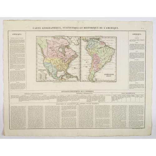 Old map image download for Carte Geographique, Statistque et Historique de L'Amerique.