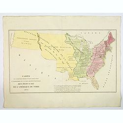 Carte de l'Adjonction Progressive des divers Etats au Territoire et a l'Union Constitutionnelle des Etats-Unis de l'Amerique du Nord. 1825.