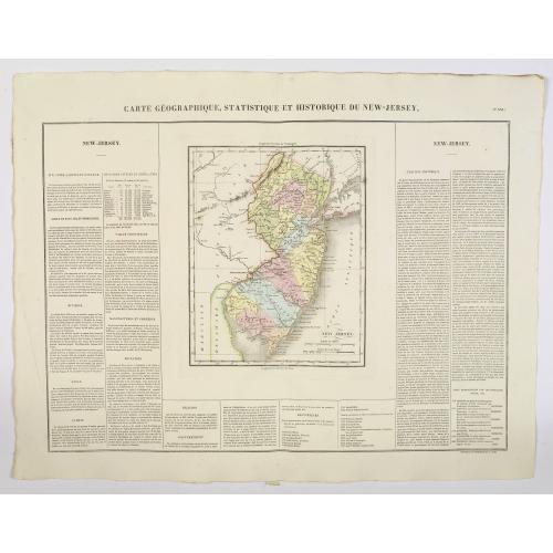 Old map image download for Carte Géographique, Statistique et Historique du New-Jersey.