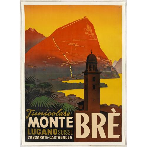 Old map image download for Funicolare Monte Brè Lugano Suisse. Cassarate-Catagnola.