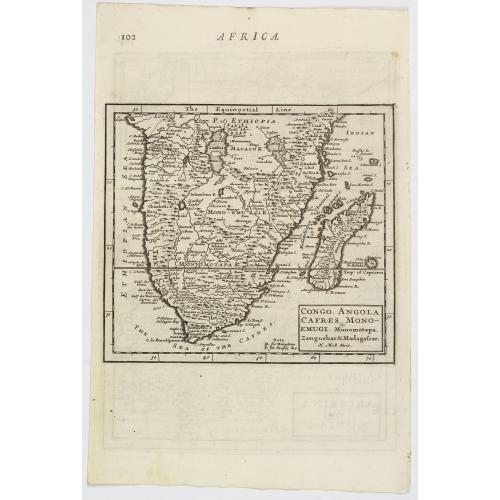 Old map image download for Congo, Angola, Cafres, Monoemugi, Monomotapa, Zanguebar & Madagascar.