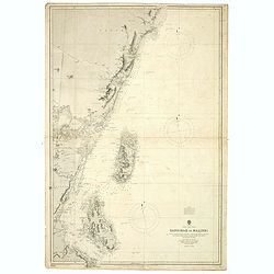 Africa east coast Zanzibar to Malindi ... H. M. Surveying ship Stork, 1888-90. Magnetic variation in 1890, decreasing slightly. Africa - SW coast Table Bay surveyed by Mr F Skead Master RN assisted by Mr Charles Watermeyer 1858-60