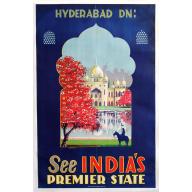 Old, Antique map image download for Hyderabad Dn - See Indias, premier state (Taj Mahal).
