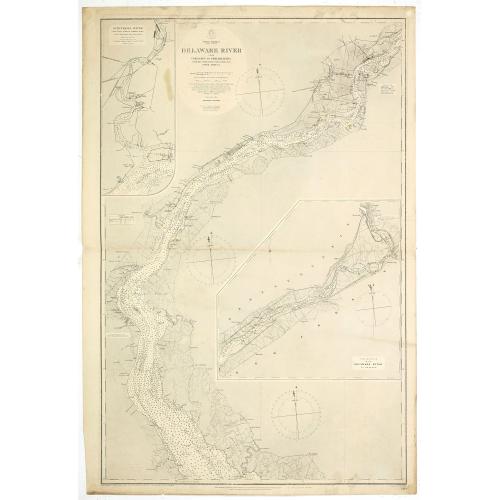 Old map image download for Delaware River from Cohansey to Philadelphia. From the United States Coast Survey, 1882. Inner sheet 2.