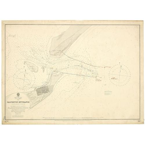 Old map image download for East Coast, Gulf of Mexico, Texas - Galveston Entrance from the latest United States Government Chart.