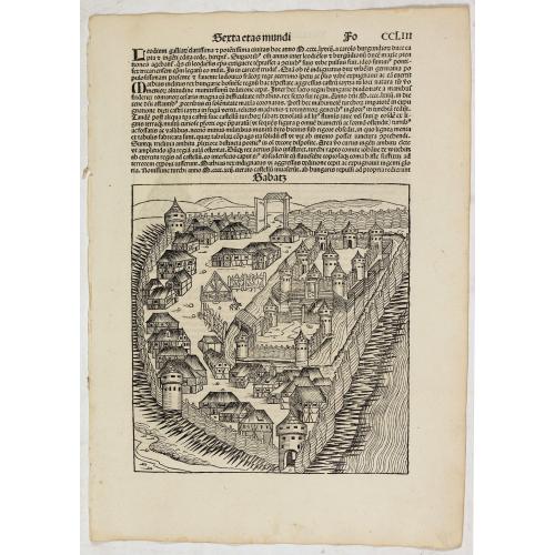 Old map image download for Sexta Etas Mudi. (With view of Sabatz.) Folio CCLIII