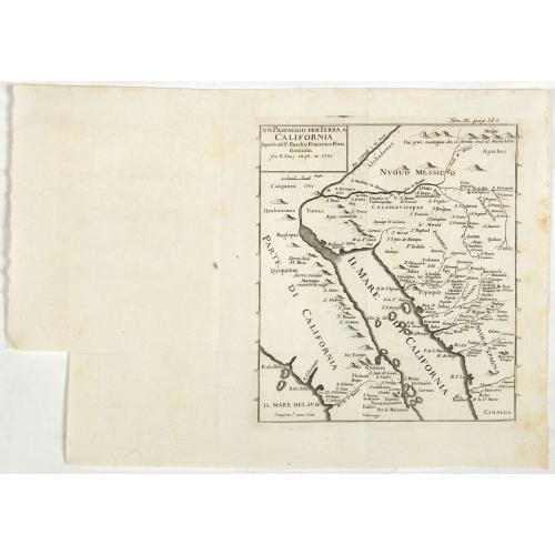 Old map image download for Un Passaggio per Terra a California Scoperto dal P. Eusebio Francesco Kino Gesuita Fragli Anni 1698 et 1701.