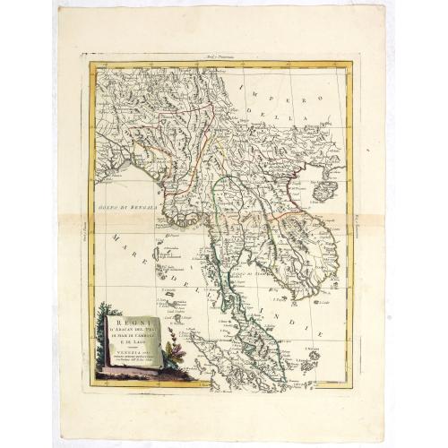 Old map image download for Regni D'Aracan Del Pegu Di Siam Di Camboge E Di Laos . . . 1785