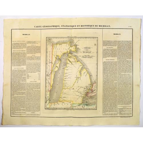 Old map image download for Carte Geographique, Statistique et Historique de Michigan.