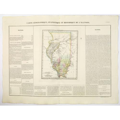 Carte Geographique, Statistique et Historique de Illinois.
