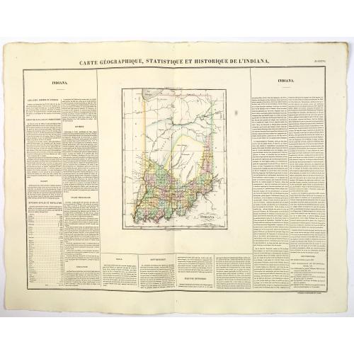 Carte Geographique, Statistique et Historique de L'Indiana.