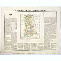Carte Geographique, Statistique et Historique de d'Alabama.