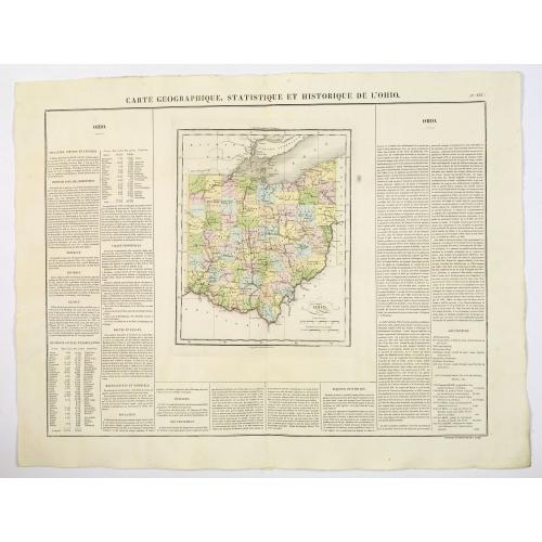 Old map image download for Carte Geographique, Statistique et Historique de L'Ohio.