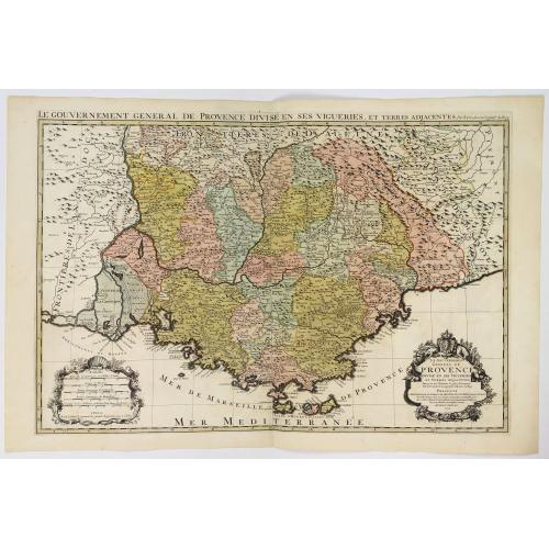 Old map image download for Le gouvernement général de Provence divise en ses vigueries. . .